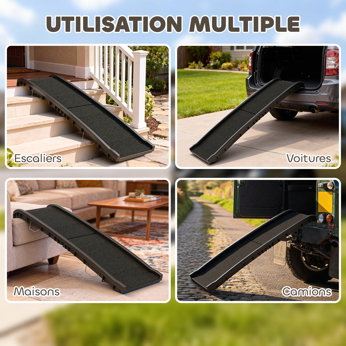🐶 Rampa Plegable Antideslizante para Perros de 155 cm – Acceso Fácil y Seguro al Coche 🚗