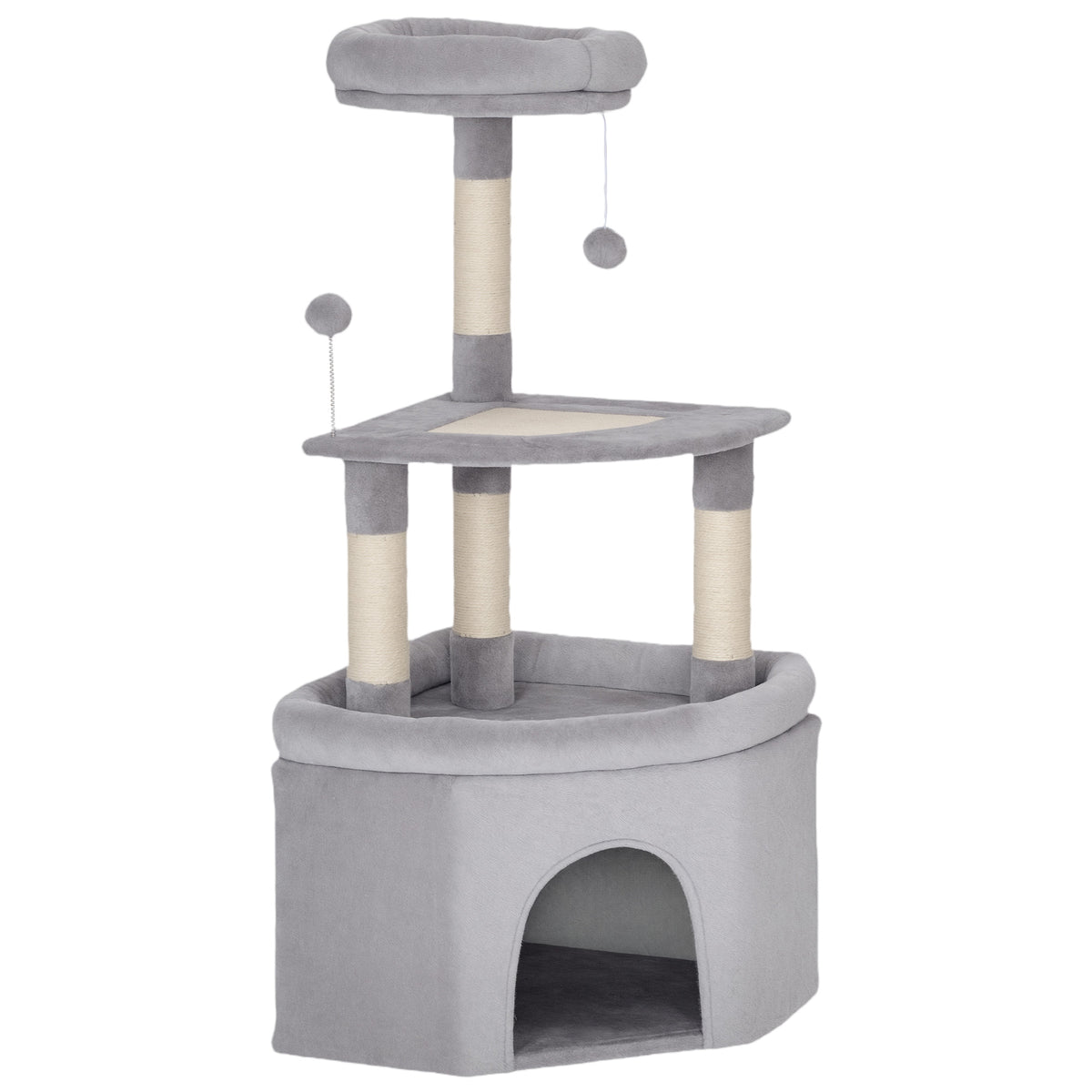 🐱 Árbol Rascador para Gatos de 114 cm – Torre Multinivel con Cueva, Cama y Juguetes
