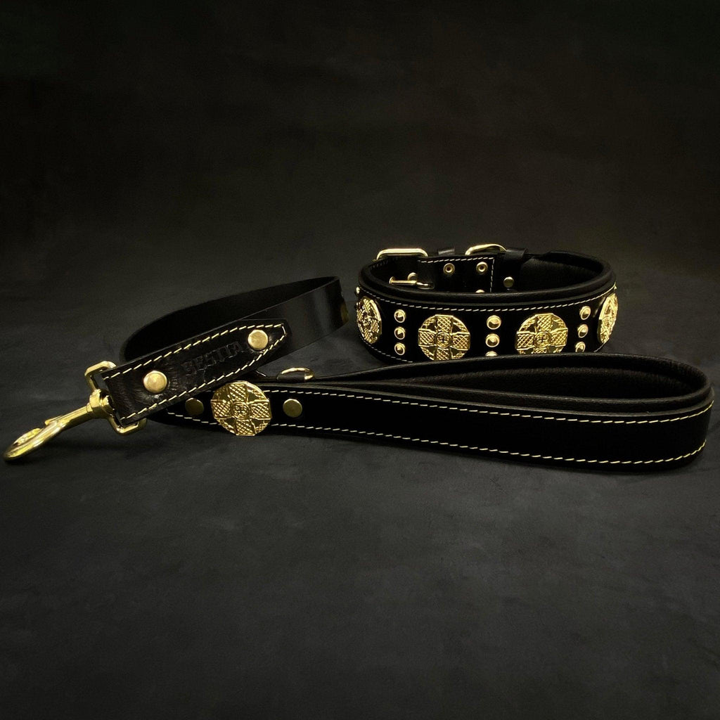 🐕 Collar de Cuero BESTIA MAXIMUS – Negro y Dorado | Lujo, Resistencia y Comodidad